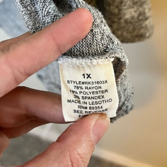 No Comment Heathered Gray Cowl Neck Sweater Top Size 1X - Picture 7 of 10